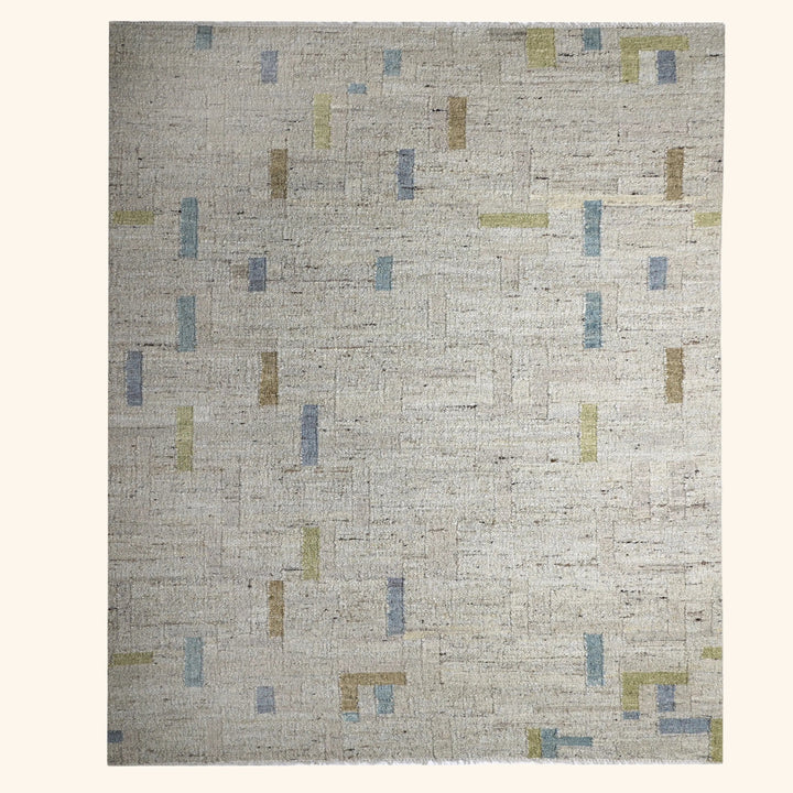 Blue Contemporary Wool Rug - 9'2" x 11'11"