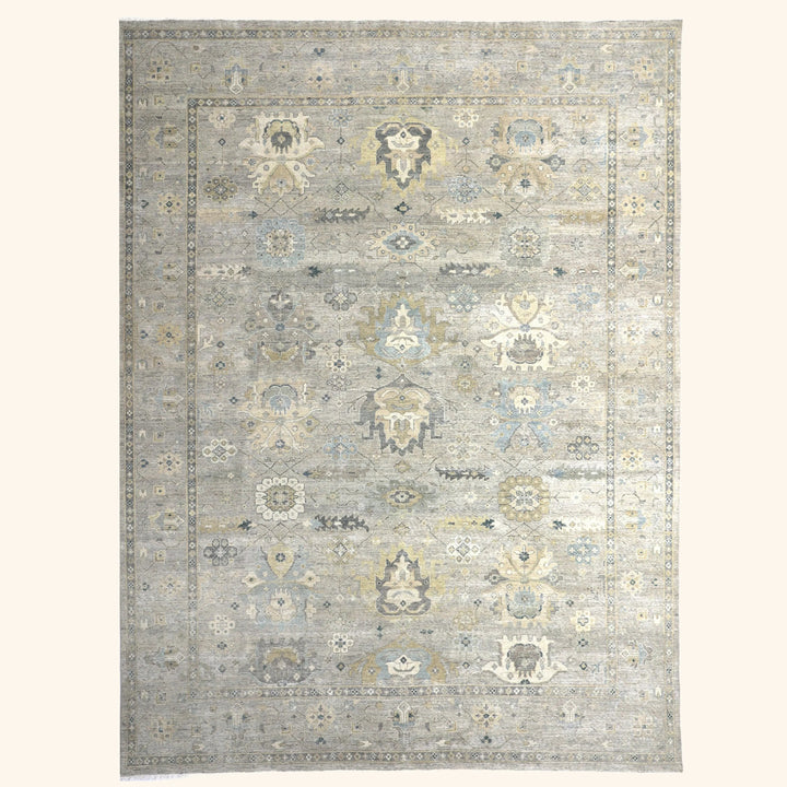 Grey Contemporary Wool Rug 9x12