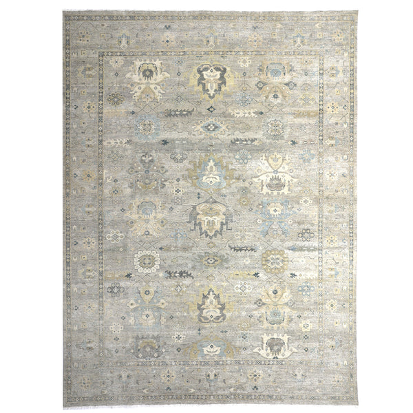 Grey Contemporary Wool Rug 9x12