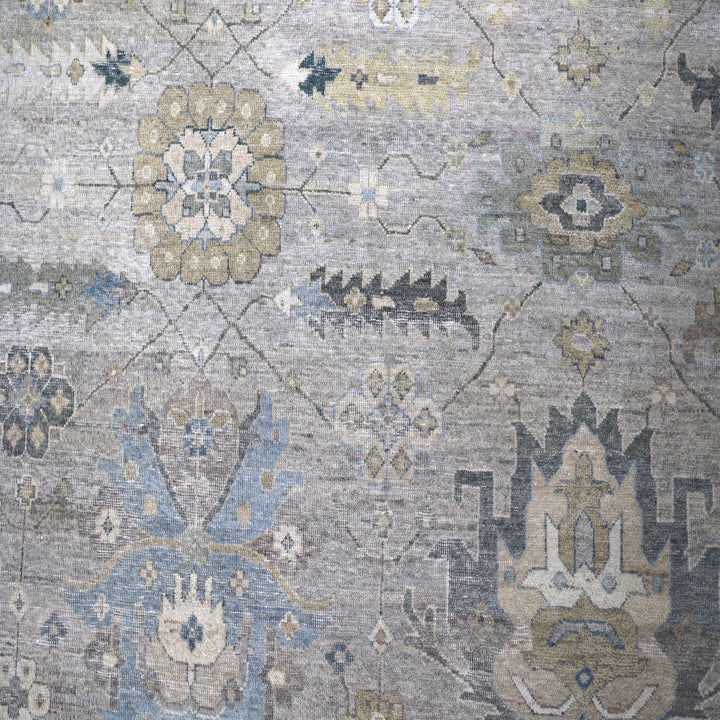 Grey Contemporary Wool Rug 9x12