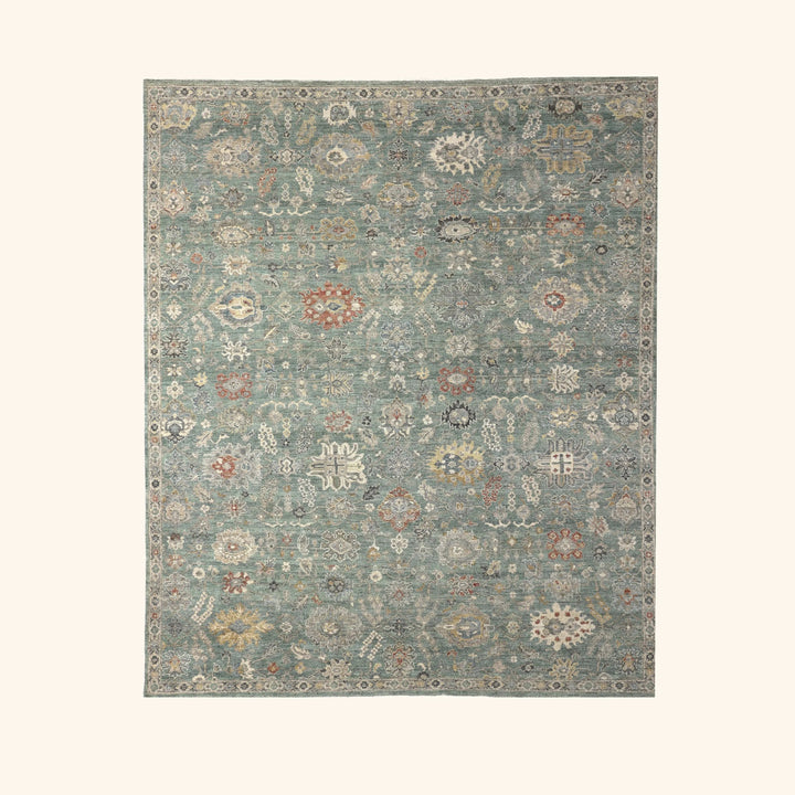 Green Contemporary Wool Rug 8x10