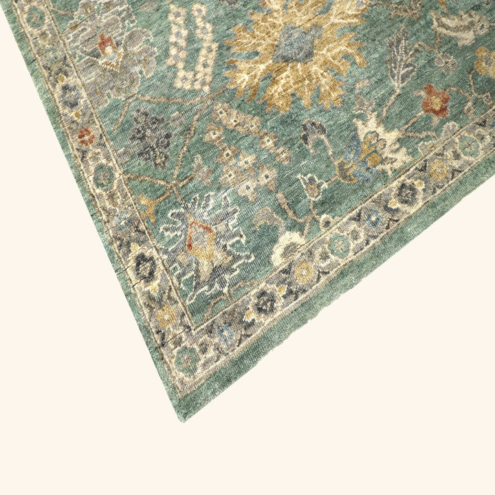 Green Contemporary Wool Rug 8x10