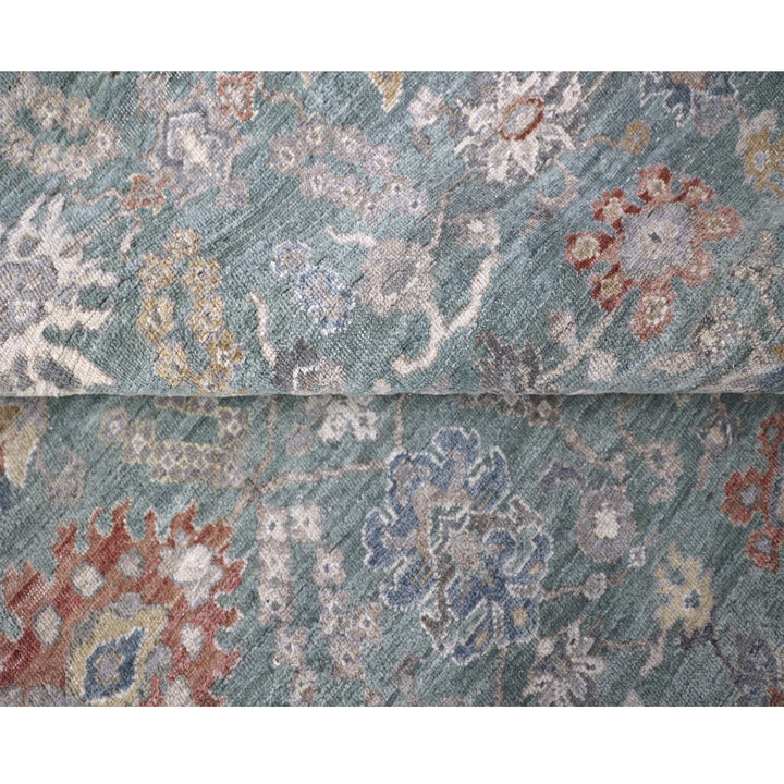 Green Contemporary Wool Rug 8x10