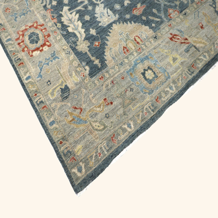 Blue Contemporary Wool Rug 9x12
