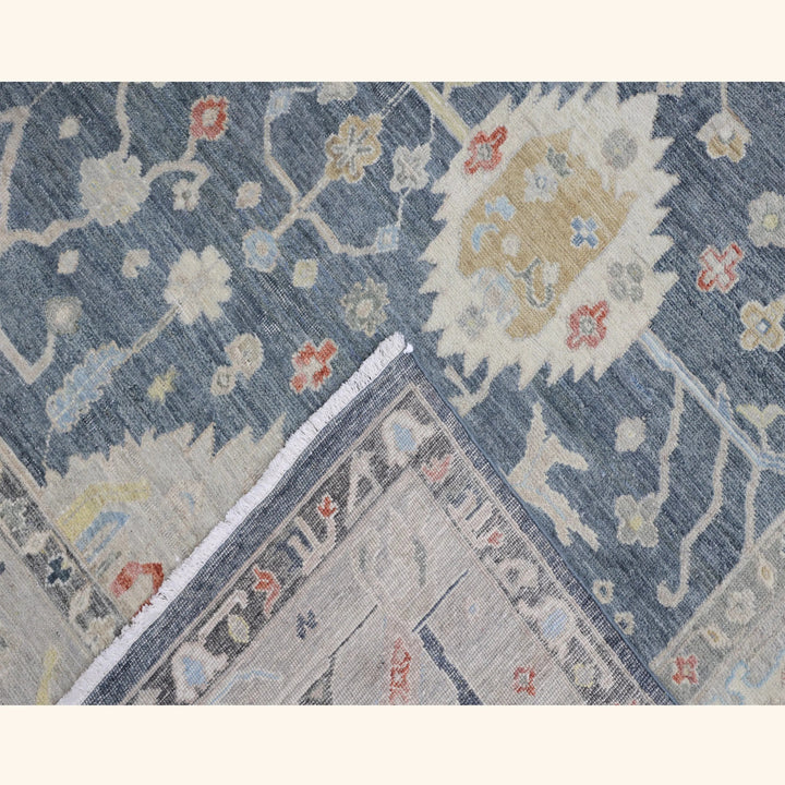 Blue Contemporary Wool Rug 9x12
