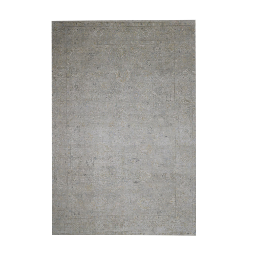 Grey Contemporary Silk Rug 9x12