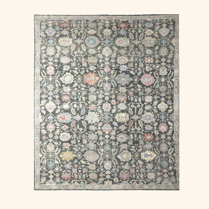 Charcoal Contemporary Wool Rug 9x12