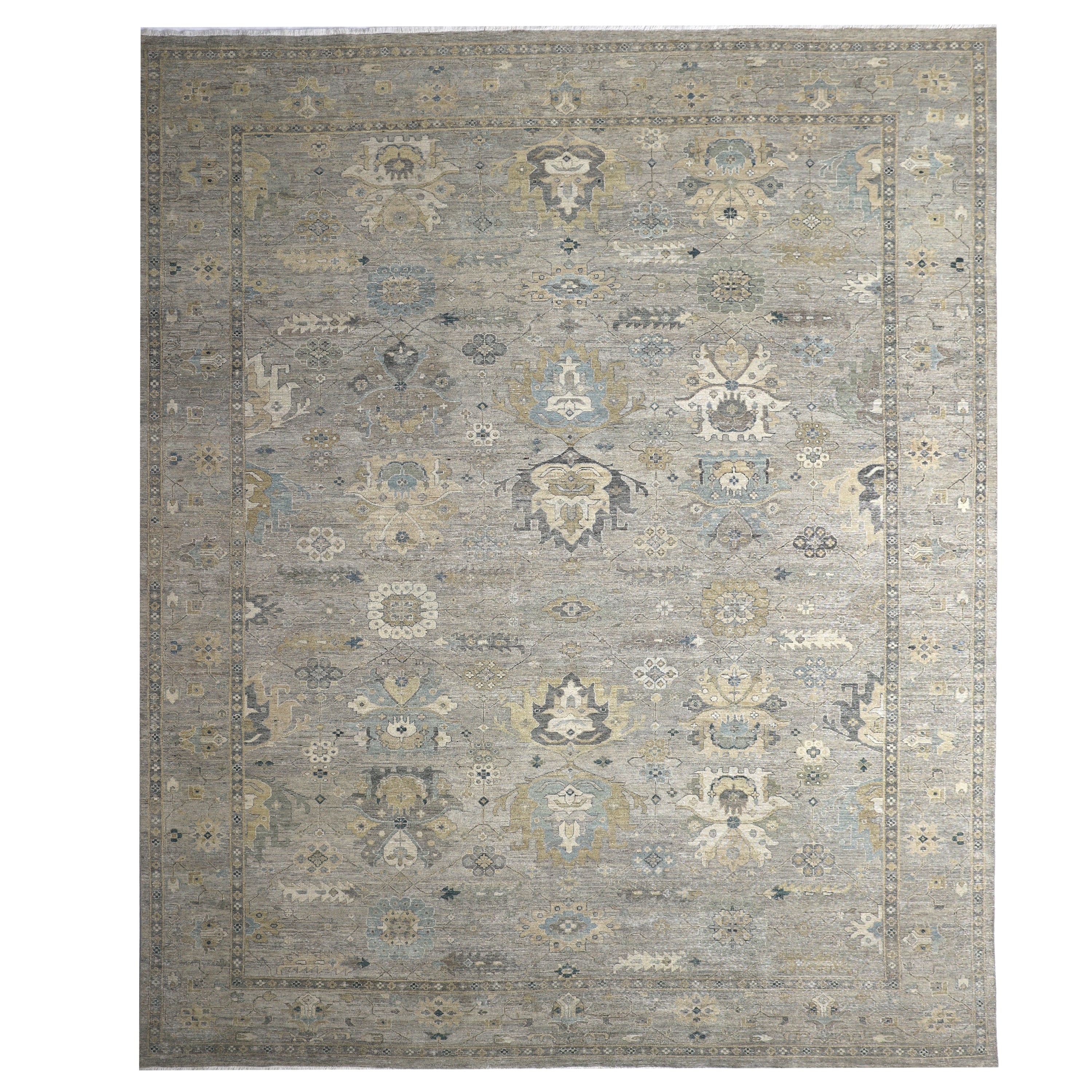 Grey Contemporary Wool Rug 10x14