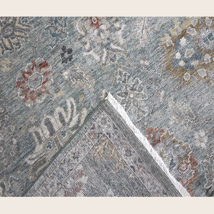 Green Contemporary Wool Rug 5x8