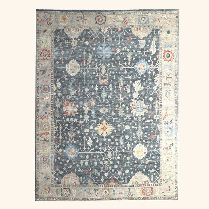 Blue Contemporary Wool Rug 10x14