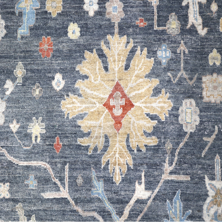 Blue Contemporary Wool Rug 10x14
