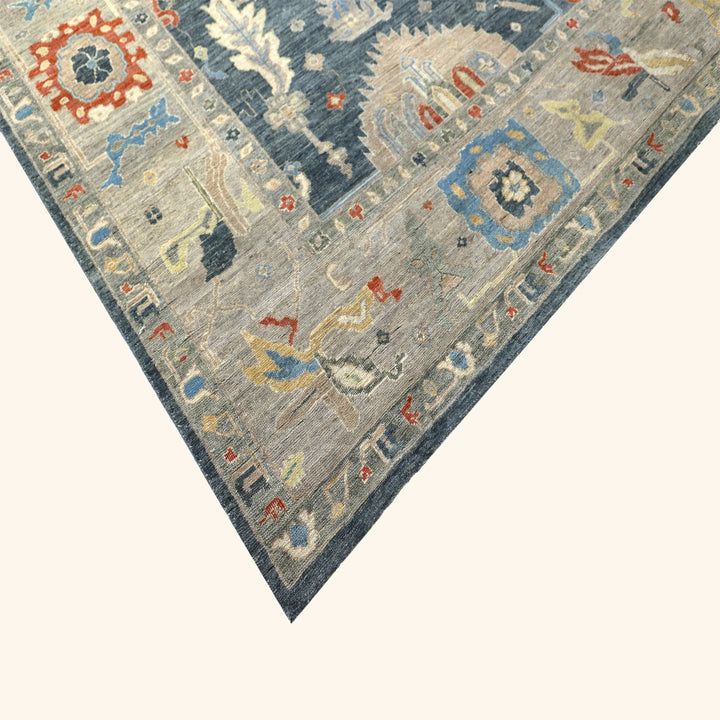 Blue Contemporary Wool Rug 10x14
