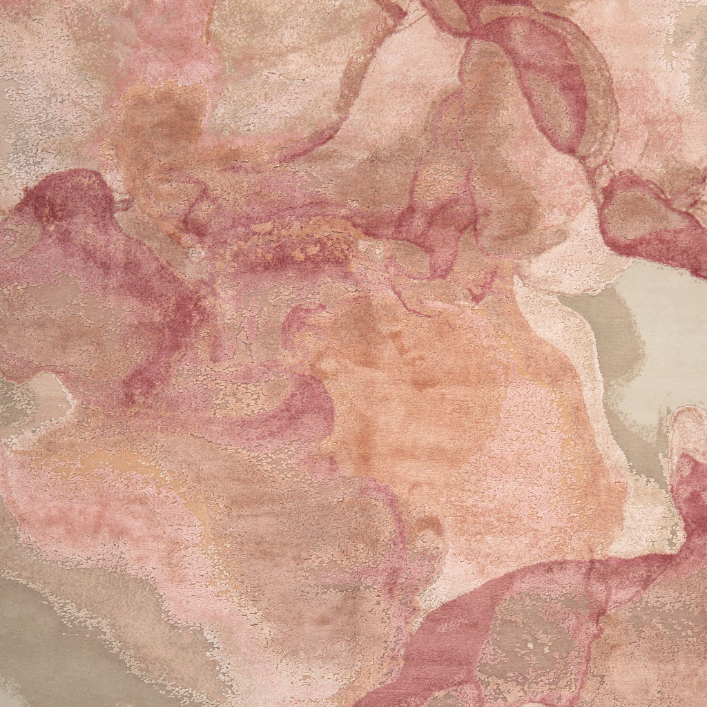 Pink Contemporary Silk Wool Blend Rug - 8' x 10'