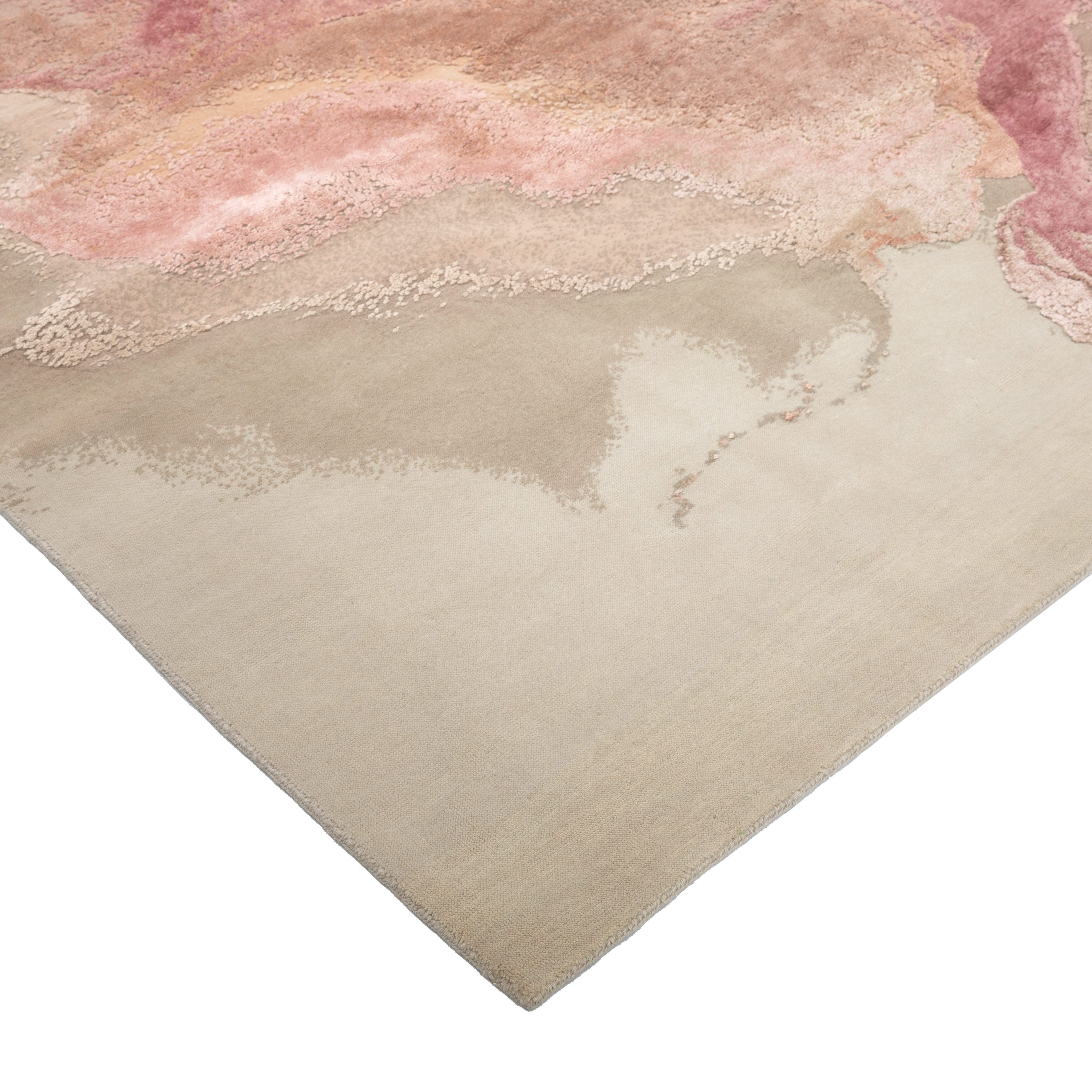 Pink Contemporary Silk Wool Blend Rug - 8' x 10'