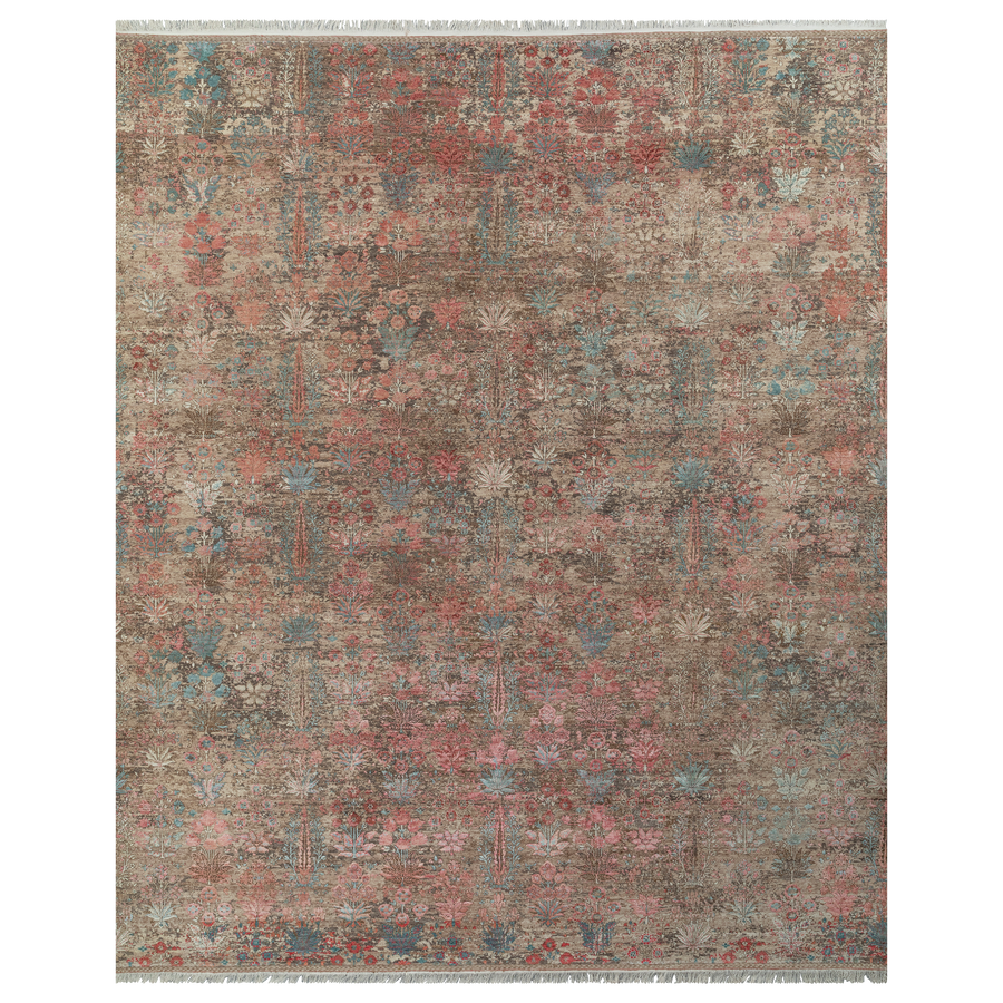 Rust Contemporary Wool Silk Blend Rug - 12' x 15'