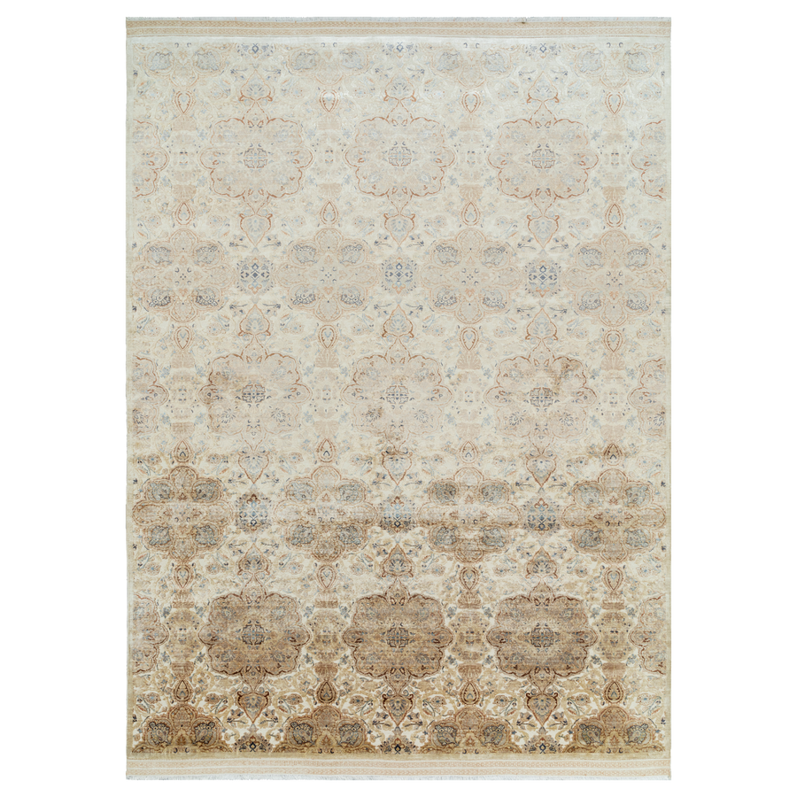 Brown Contemporary Silk Rug - 10' x 14'