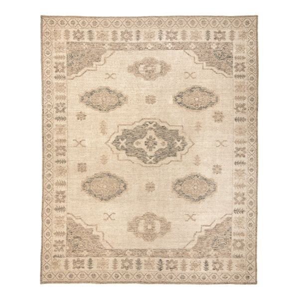 Ivory Beige Traditional Wool Rug - 8' x 10'