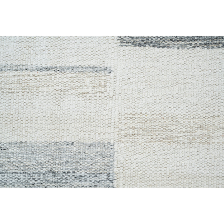 White & Grey Swedish Inspired Dhurrie Wool Rug - 8' x 10'
