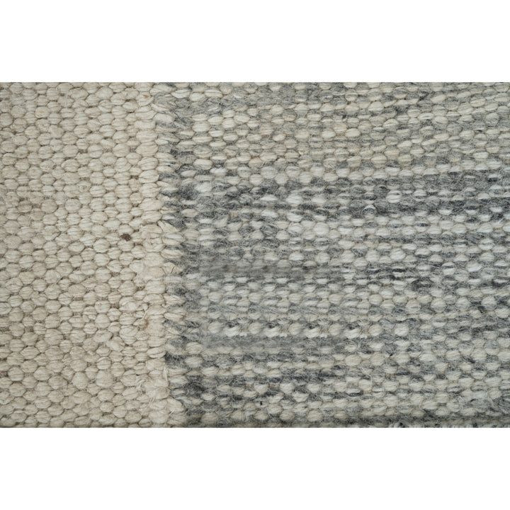 White & Grey Swedish Inspired Dhurrie Wool Rug - 8' x 10'