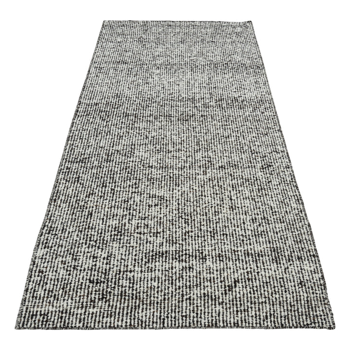 Black & White Dhurrie Wool Runner - 5' x 10'