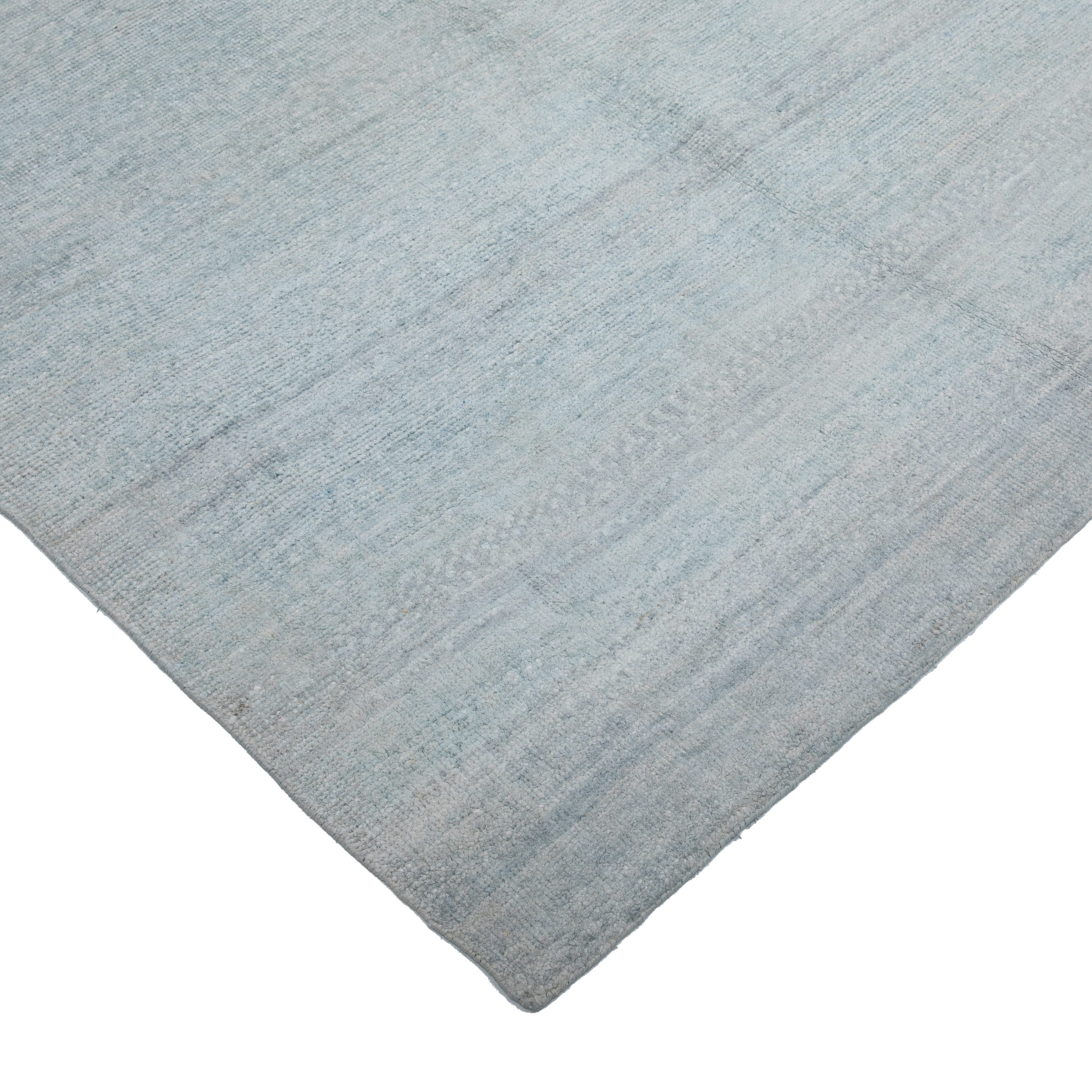 Light Blue Solid Silk Rug - 9'9" x 13'10"