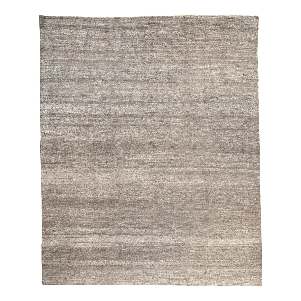 Grey Solid Silk Rug - 7'10" x 9'9"