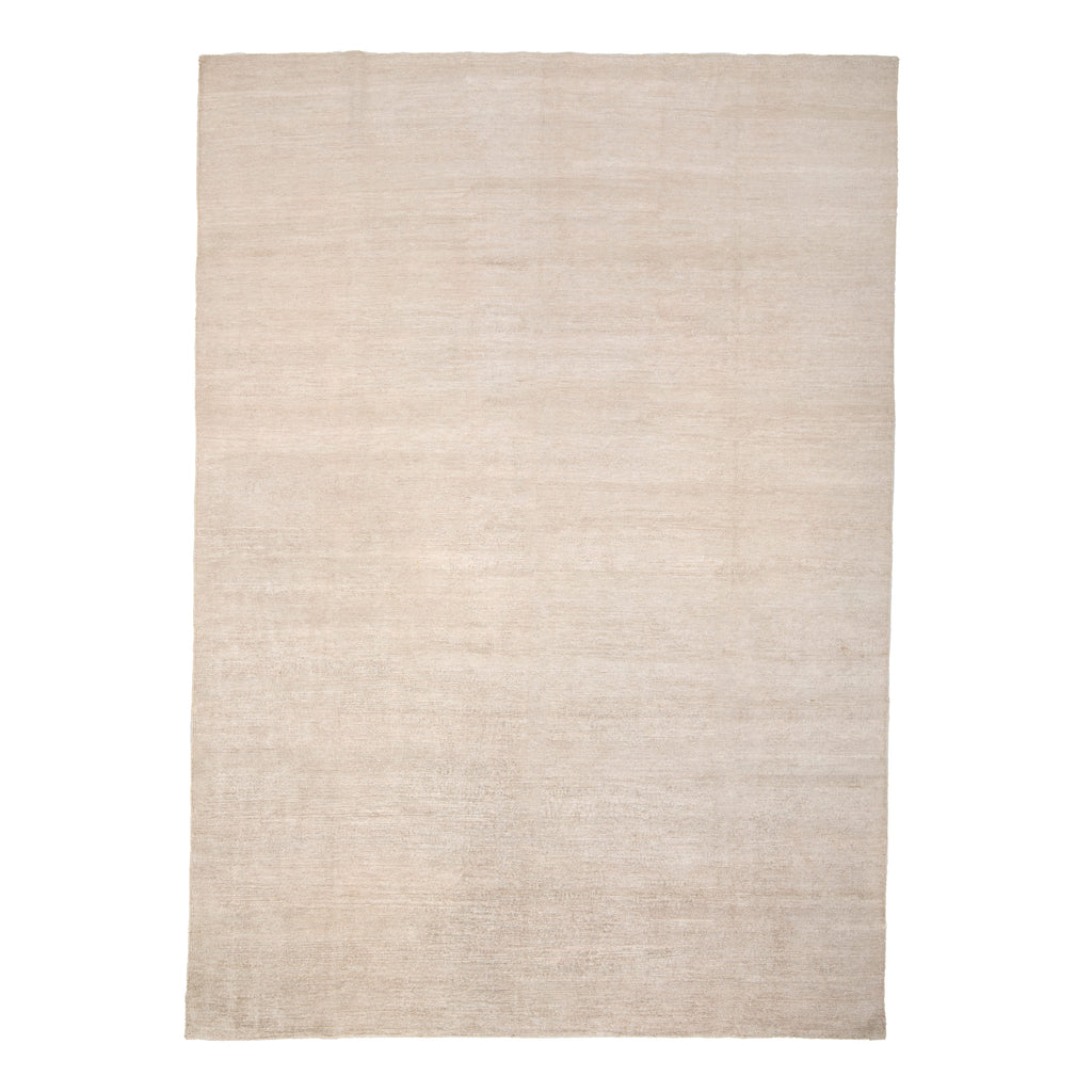 Cream Solid Silk Rug - 8'9" x 12'1"