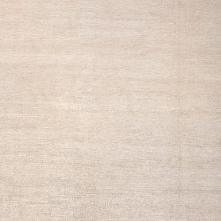 Cream Solid Silk Rug - 8'9" x 12'1"