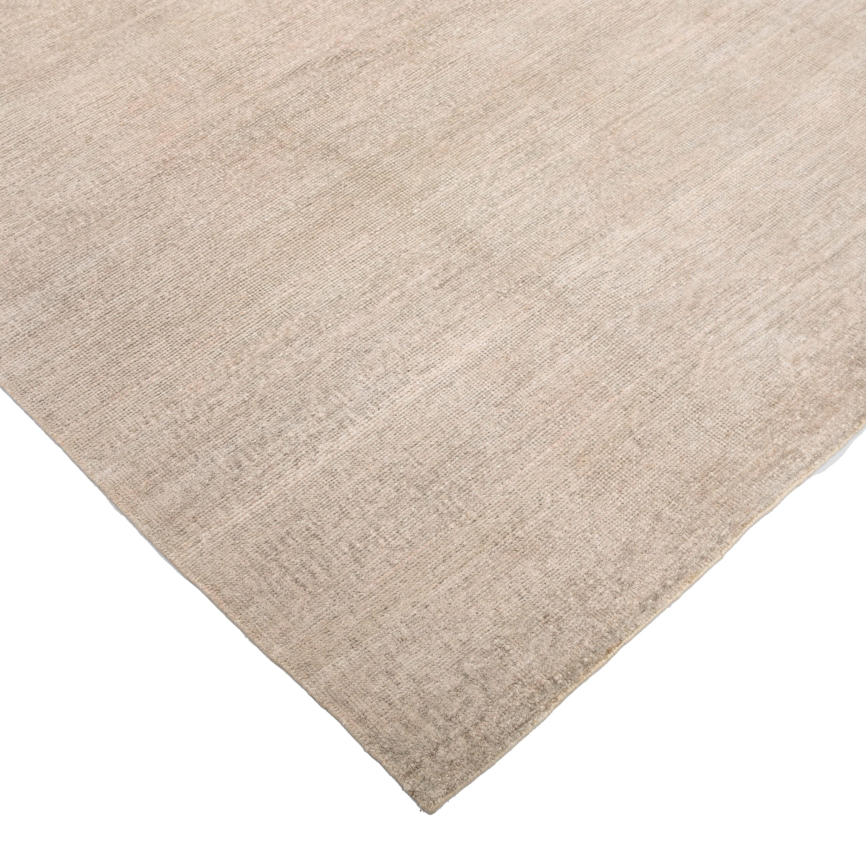 Cream Solid Silk Rug - 8'9" x 12'1"