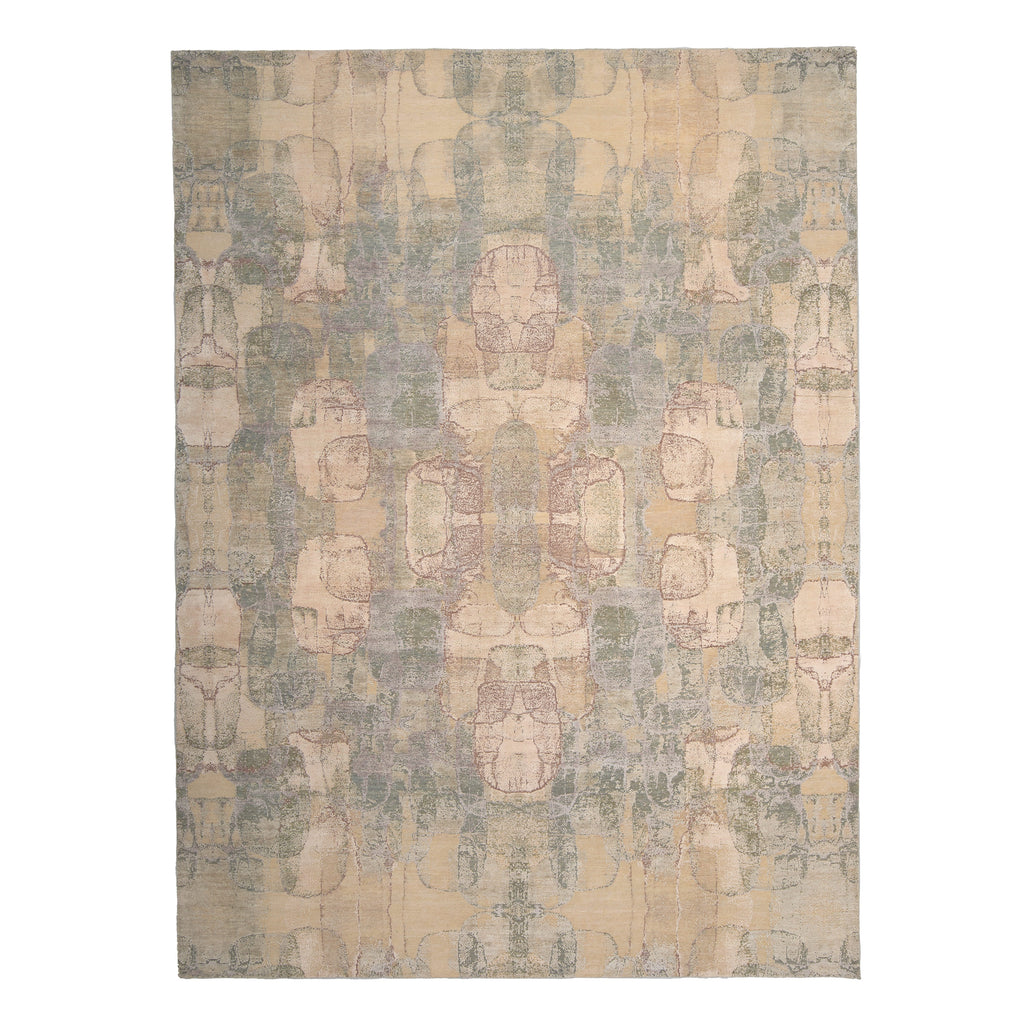 Multicolored Contemporary Silk Wool Blend Rug - 9'1" x 12'2"