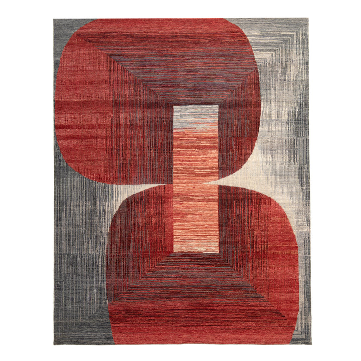 Red Contemporary Wool Rug - 8' x 10'