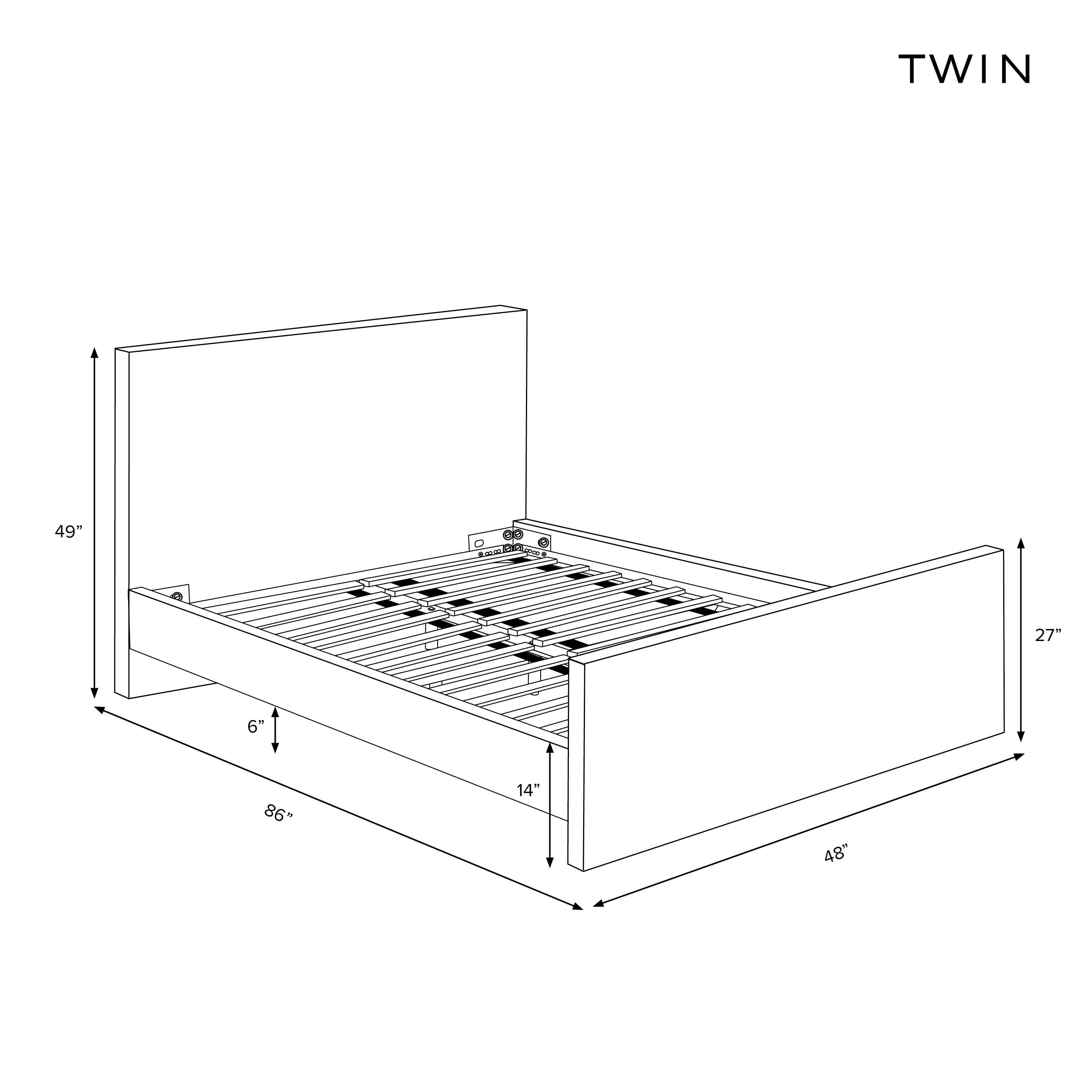 Alta Platform Bed Twin / Woolen Pecan