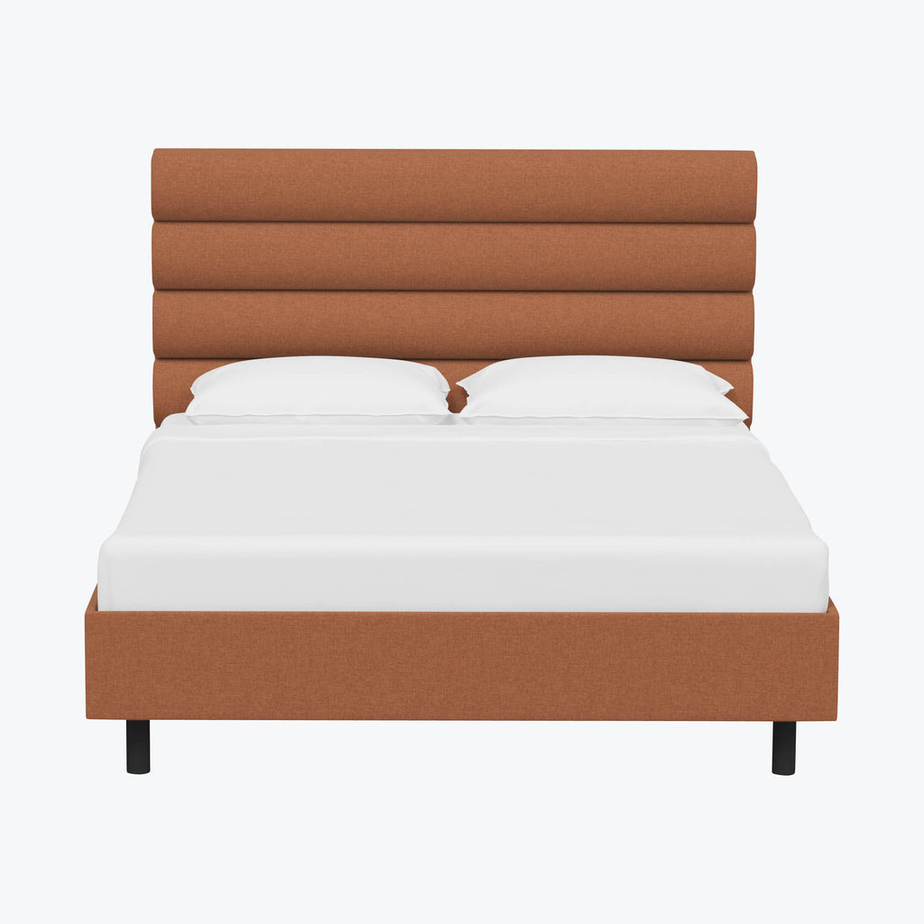 Linea Platform Bed King / Zuma Linen Terracotta