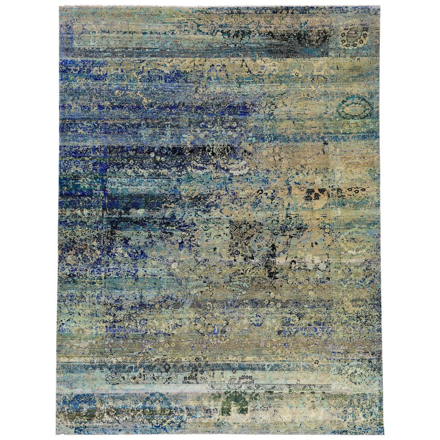 Multicolored Alchemy Traditional Silk Wool Blend Rug - 9' x 12'1