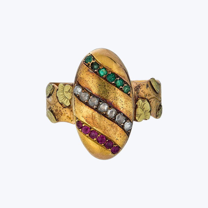 French Victorian Ruby, Diam, Em, Ring