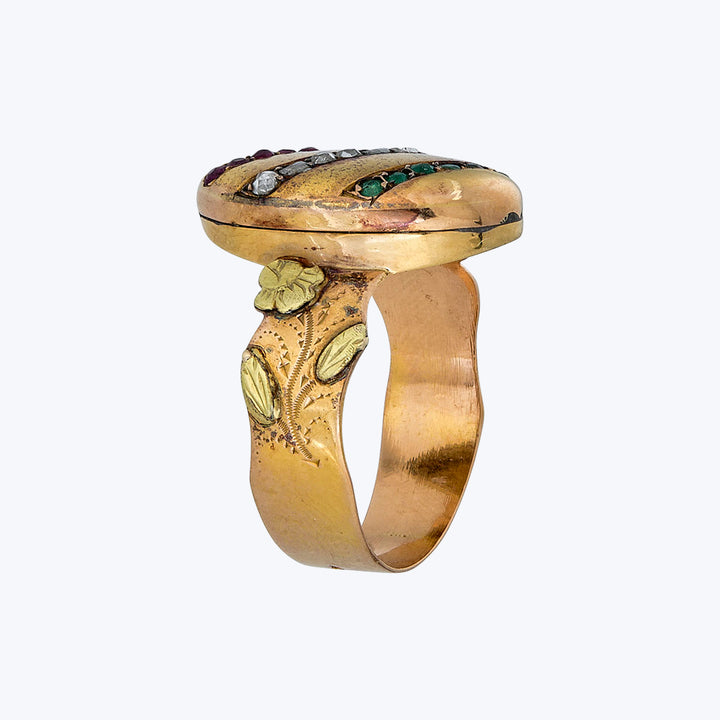 French Victorian Ruby, Diam, Em, Ring