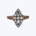 Victorian 18KYG Over Silver Diamond Ring