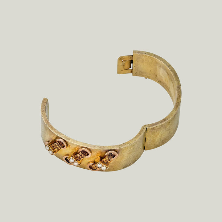 Victorian Gold Pearl Bangle
