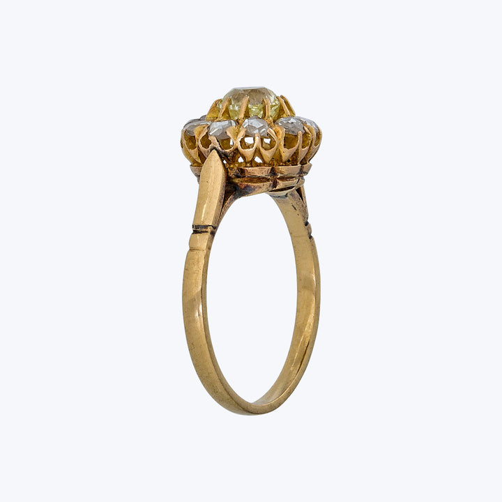 Victorian 18KYG 0.66 ct. Diamond Flower Ring