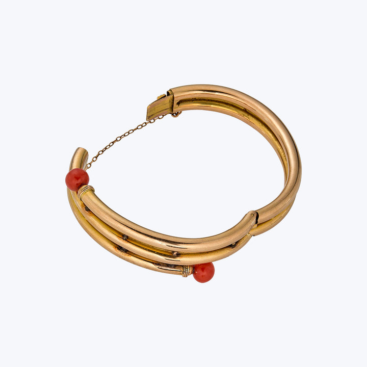 French Victorian 18KYG  Coral Snake Bangle