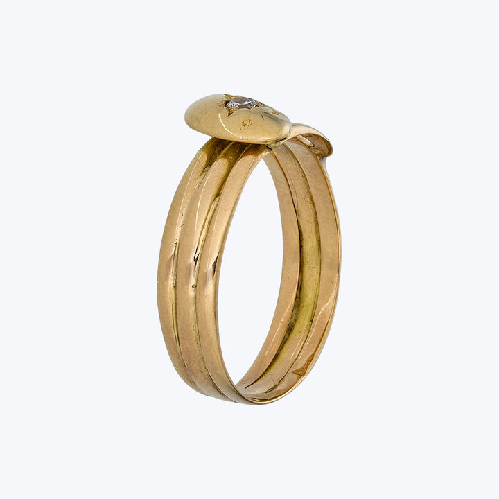 English 1920s 18KYG Diamond Snake Ring