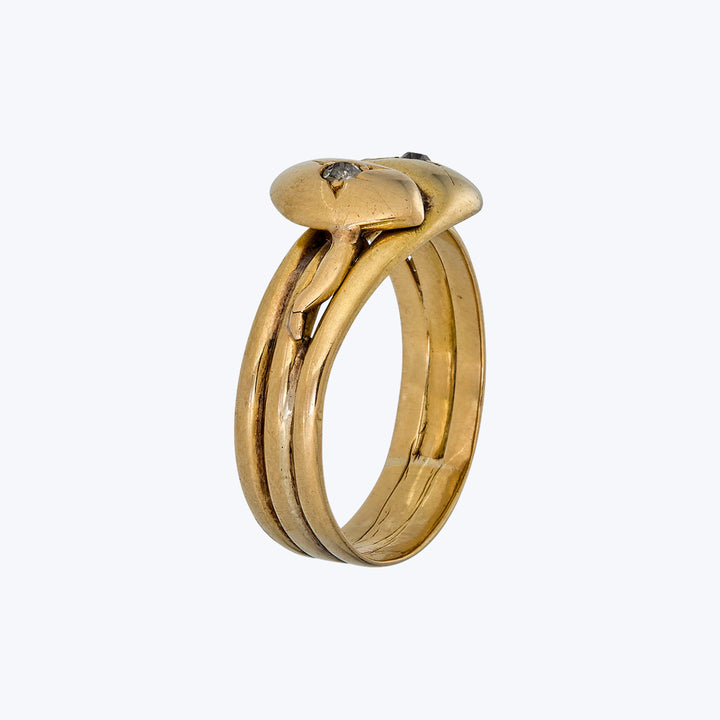 English 1920s 18KYG Double Snake Ring