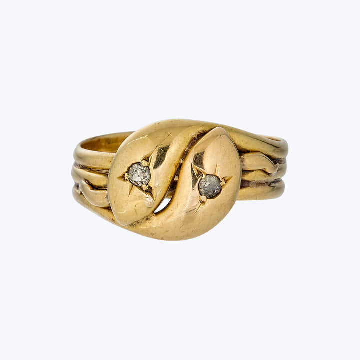 English 1920s 18KYG Double Snake Ring