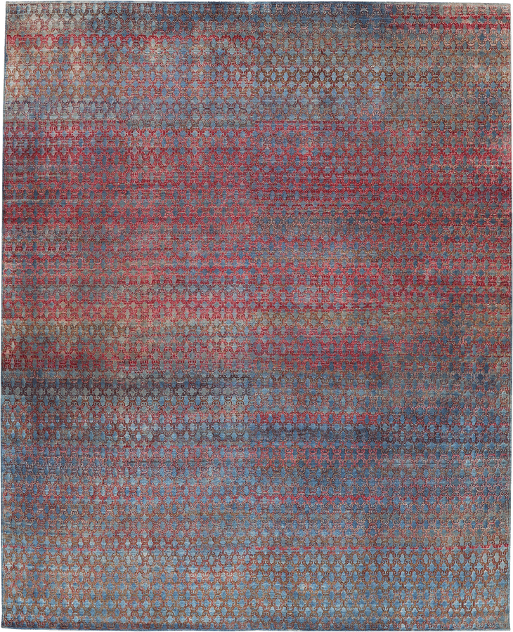 Multicolored Alchemy Contemporary Silk Wool Blend Rug - 11'11