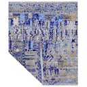 Blue Contemporary Wool Silk Blend Rug - 8'11" x 11'6"