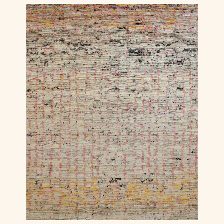 Pink Contemporary Wool Silk Blend Rug 10x14