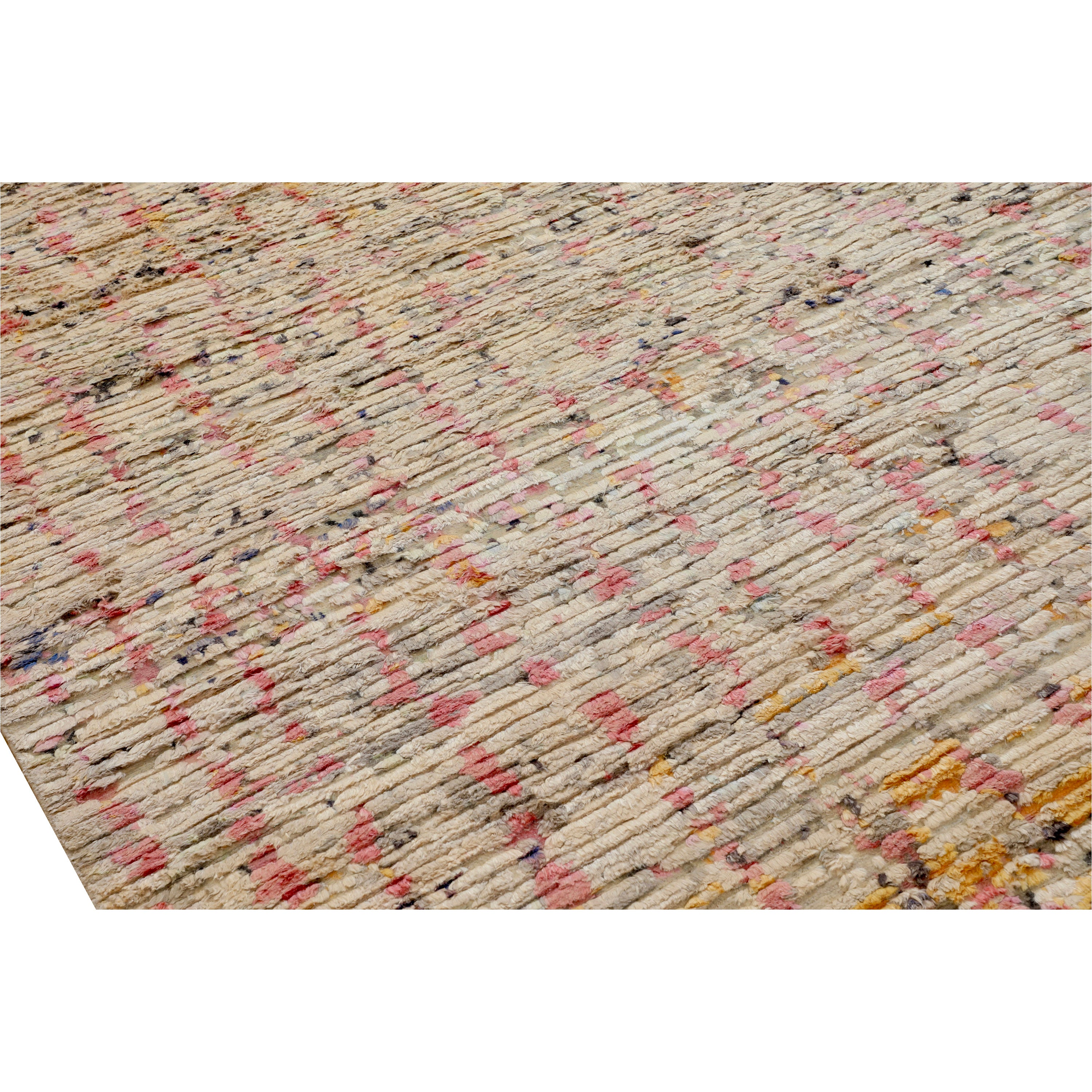 Pink Contemporary Wool Silk Blend Rug 10x14