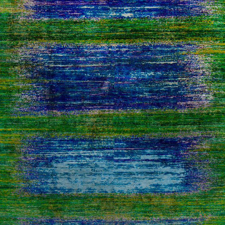 Green Contemporary Wool Silk Blend Rug - 8'1" x 10'2"