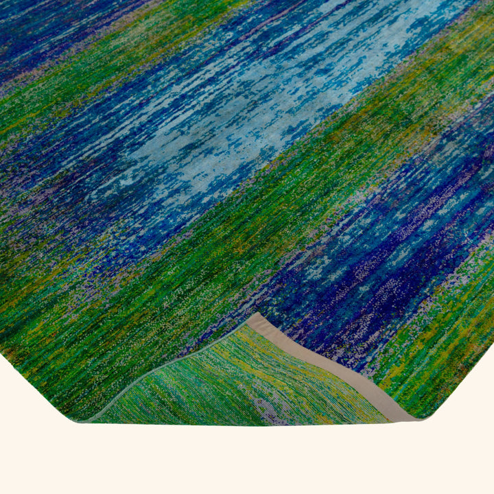 Green Contemporary Wool Silk Blend Rug - 8'1" x 10'2"