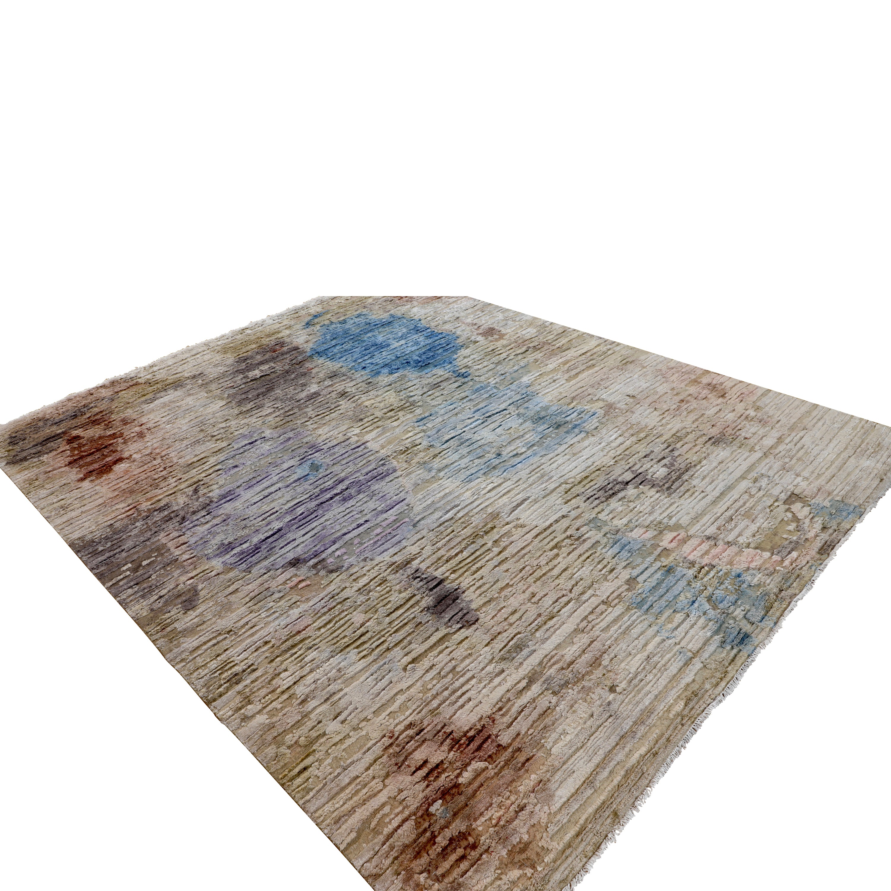 Multicolored Contemporary Wool Silk Blend Rug 10x14